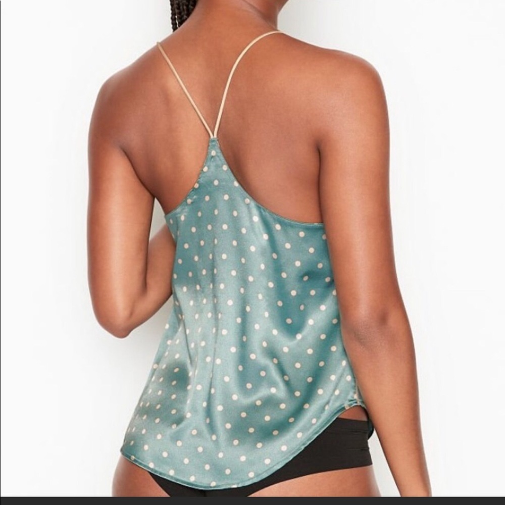 NEW Victoria Secret Satin Turquoise Pajama Set XL POLKA DOTS NWT SEXY - Picture 2 of 8